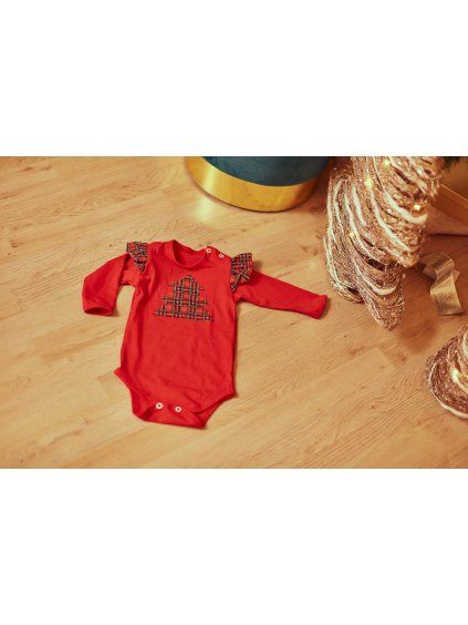 Bodýčko se stromečkem Merry Christmas RED