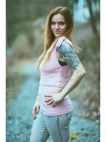 Kojící tílko s mašlemi Light PINK - Maminka
