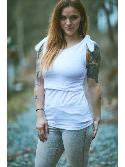 Kojící tílko s mašlemi WHITE - Maminka