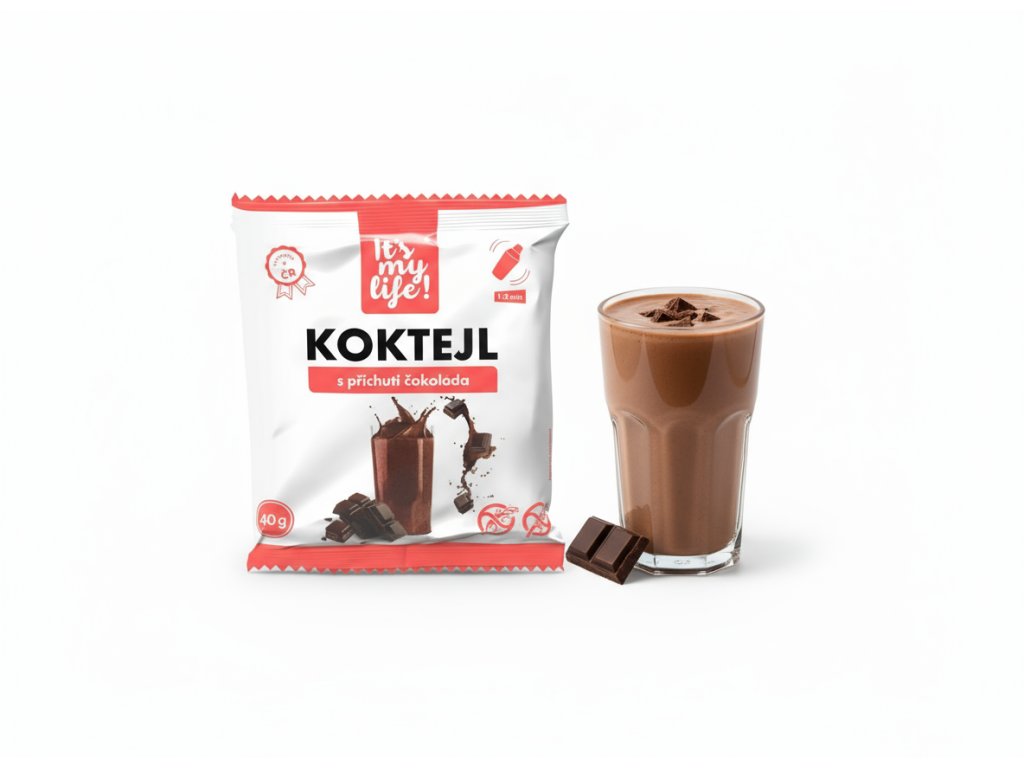 Vytvo produktovou fotografii pro sacek koktejl cokolada original na b l m pozad Vedle s ku um