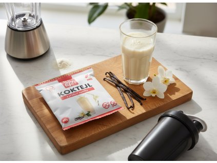 Create a distinct and unique image of the vanilla protein cocktail The image should feature the van