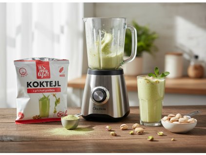 Create a distinct and unique image of the pistachio protein cocktail The image should feature the p