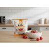 Create a nice image in a kitchen setting with the raspberry and chia seed porridge package from sub
