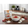 Create another nice image in a kitchen setting with the raspberry and chia seed porridge package fro