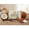 Create a nice image in a healthy snack setting with the coconut and almond protein cookie package fr
