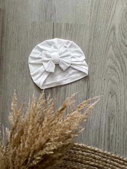 TURBAN BÍLÝ - NEWBORN 0-6MĚSÍCŮ
