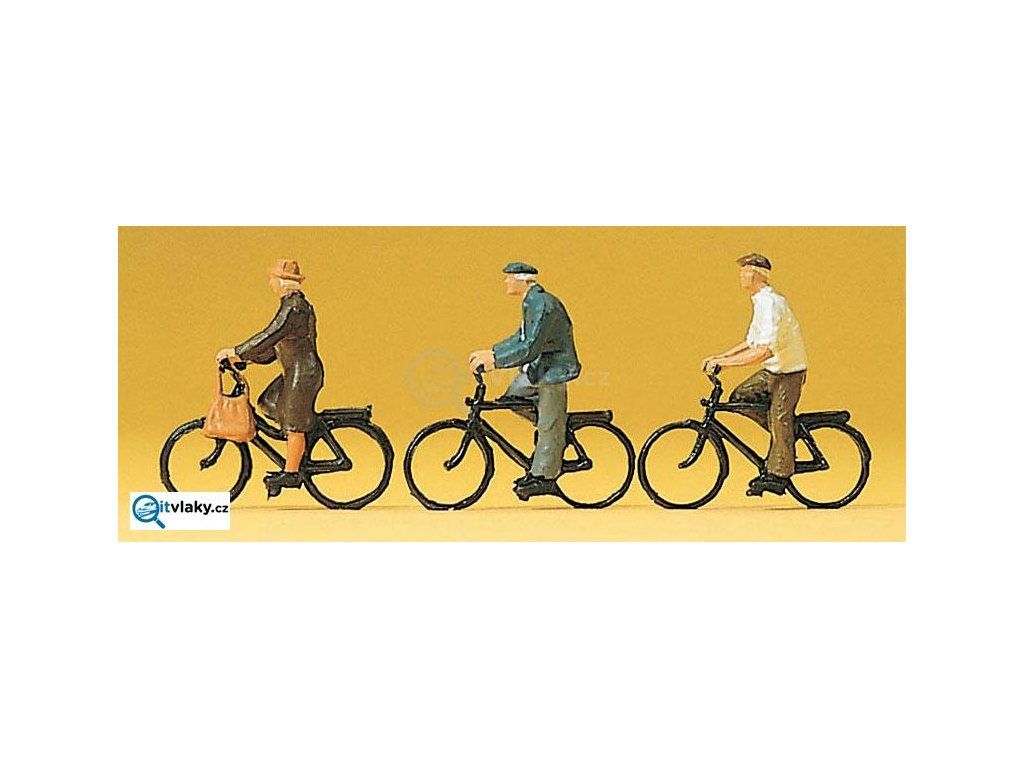 H0 - Cyklisté, 3 figurky / Preiser 10333