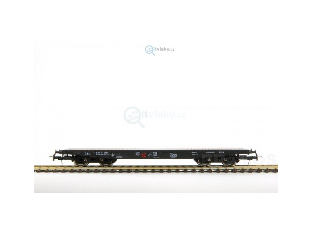 H0 - Plošinový vůz Rmmp/Pao ČSD 31 54 387 2124-9 / Bramos 3500 08