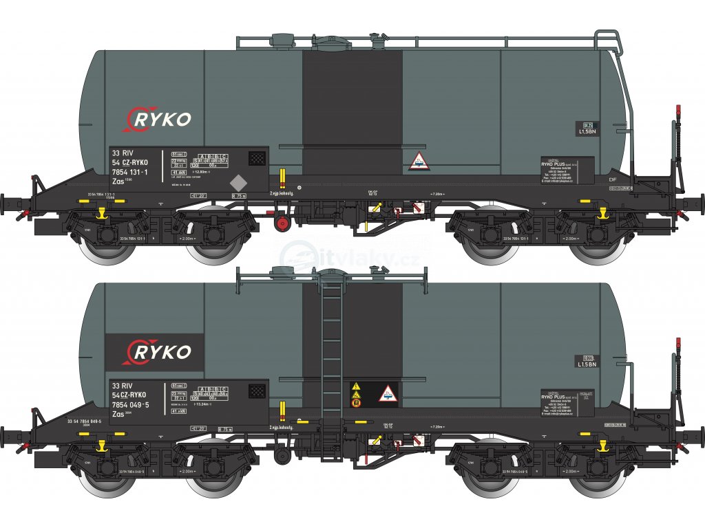 H0 - cisternový vůz Zaes CZ-RYKO, šedý/černý / Albert-modell 700004