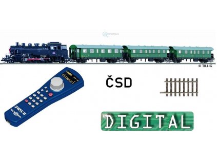 VYPRODÁNO! TT - DCC Start set ČSD parní 455.2 + 3 vozy, el. výhybka/ TILLIG 01211