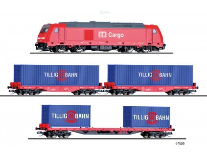 230710 tt startset lokomotiva traxx db a kontejnerove vozy tillig 01445