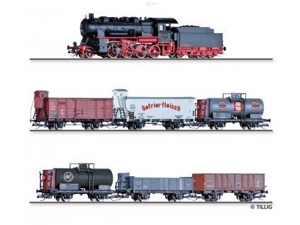 TT - START SET nákladní vlak s BR 56 + vozy DRG, PKP, ČSD atd./ Tillig 01446, 01456 E