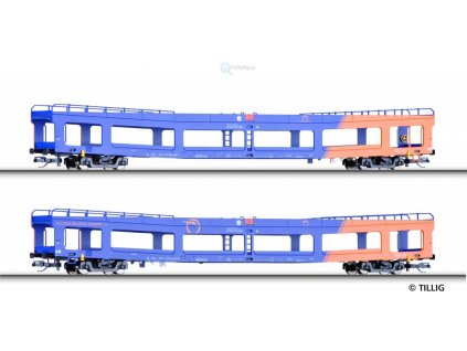Poslední! TT - set dvou vozů DDm 916 pro přepravu automobilů ZSSK/ Tillig 01668