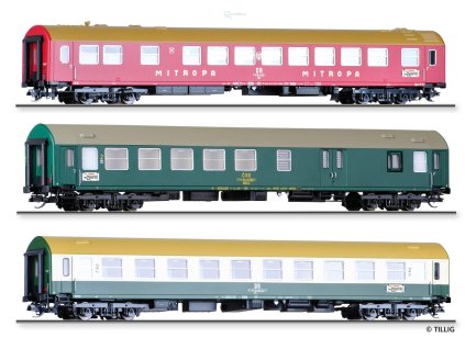 TT - set tří vozů expresu Vindobona - 1. část, DR/ČSD, Y/B 70 / Tillig 01776 E