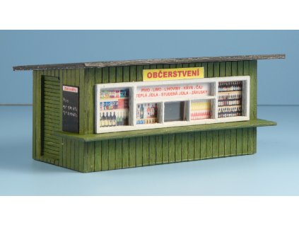 H0 - Občerstvení dřevěné, zeleno-bílé, plný pult / Veramo 040217