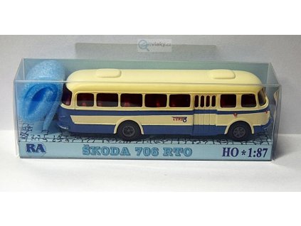 H0 - autobus Škoda 706 RTO bílá/modrá, pruh / Došlý 101010