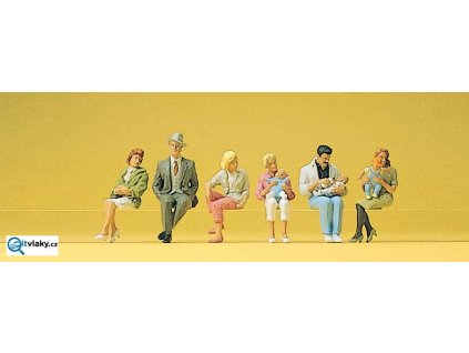 H0 - Sedící osoby, 6 figurek / Preiser 10332