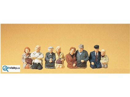 H0 - Sedící cestující ve voze, 8 figurek / Preiser 10387