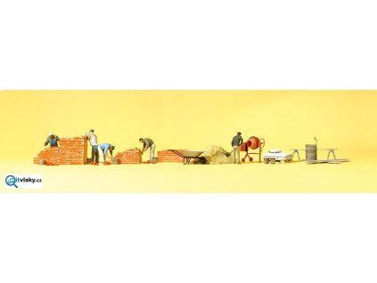 H0 - Zednící s příslušenstvím, 5 figurek / Preiser 10542