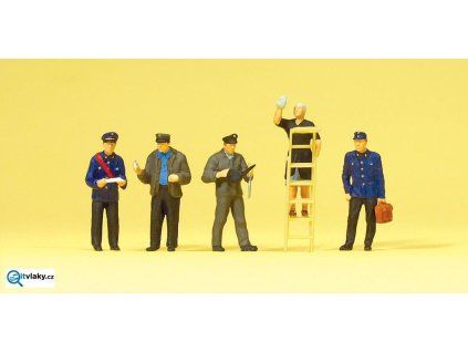 H0 - Drážní personál, 5 figurek / Preiser 10558
