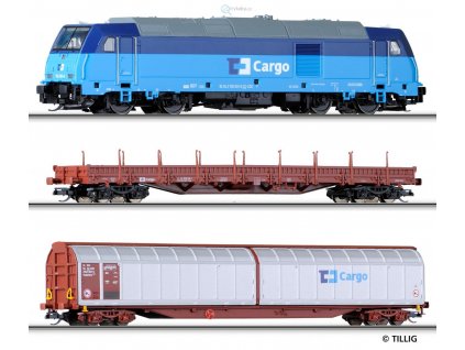TT - START SET lokomotiva + nákladní vozy ČD CARGO / Tillig 01431