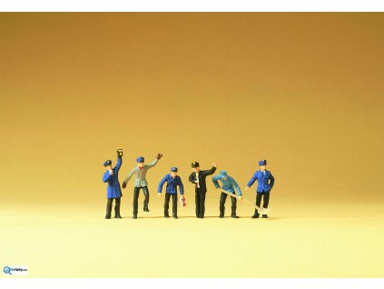 H0 - Zaměstnanci depa, posunovači, 6 figurek / Preiser 14013