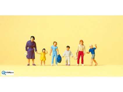 H0 - Ženy s dětmi při chůzi, 6 figurek / Preiser 14041