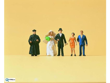 H0 - Svatba evangelická, 5 figurek / Preiser 14057