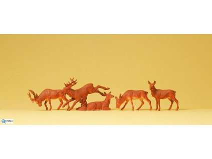 H0 - Jeleni a laně, 5 figurek / Preiser 14179