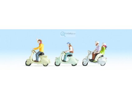 H0 - set se 3 skůtry a motoristy / NOCH 15910