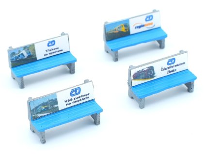 H0 - betonové lavičky s reklamním potiskem, 4ks / ES Pečky 23326