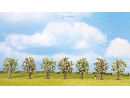 Ovocné stromy - kvetoucí, 7 ks, výška 8 cm / NOCH 25092