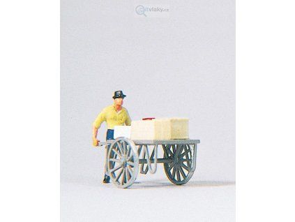 H0 - Muž s vozíkem / Preiser 28036