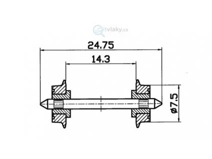 H0 - 2ks dvojkolí, průměr 7,5 mm, jednostranně izolováno / ROCO 40189