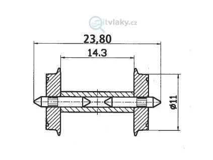 355264 h0 dvojkoli 11 mm pro vozy typu n28 roco 40193