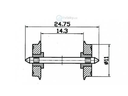 H0 - dvojkolí DC 2ks, průměr 11 mm, oboustranně izolováno / ROCO 40199
