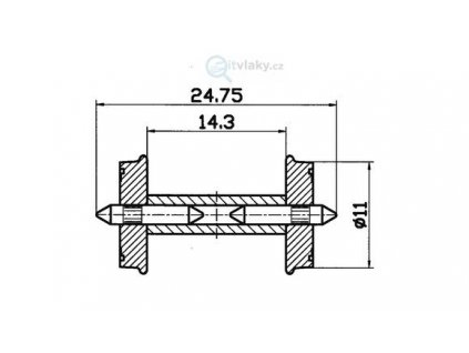 H0 - 2ks dvojkolí, průměr 11 mm RP-25 / ROCO 40267