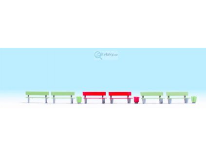 TT - Lavičky 6 ks a 3 koše / NOCH 46848
