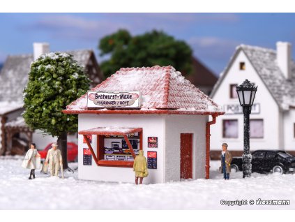 N - Fast food stánek "Bratwurst Maxe" s umělým sněhem / Vollmer 47625