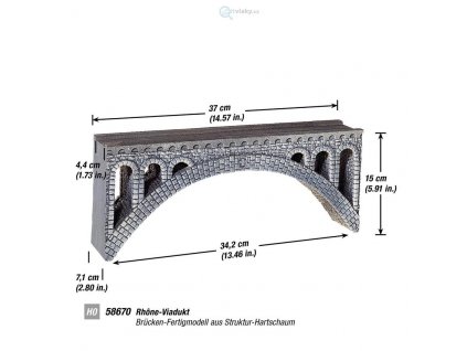 H0/TT - Kamenný viadukt 37 cm, velký oblouk, z tvrdé pěny / NOCH 58670