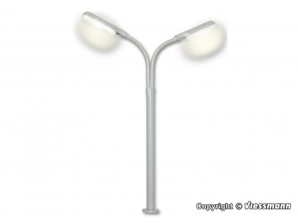 H0 - Pouliční lampa s LED diodou, dvouramenná / Viessmann 6095