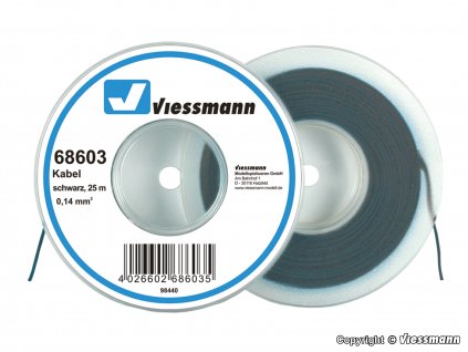 Kabel na cívce, černý 25 m / Viessmann 68603