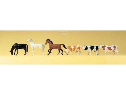 TT - Koně a krávy 6 figurek / Preiser 75019