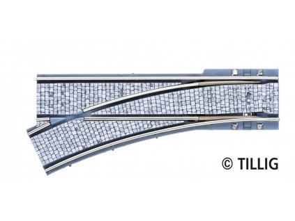 384148 1 h0 tramvajova vyhybka leva s dlazebnimi kostkami tillig 87583