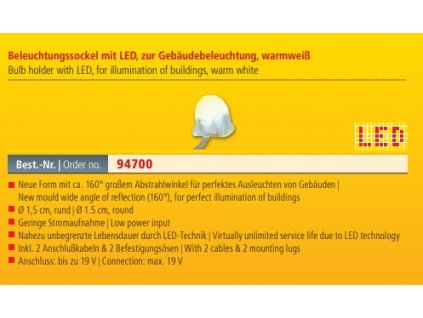 LED osvětlení budov s kabelem, teple bílé / Brawa 94700