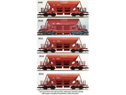 TT - set 5 výsypných hnědých vozů Faccs ČSD, různé čísla a úpravy / LOCO S324