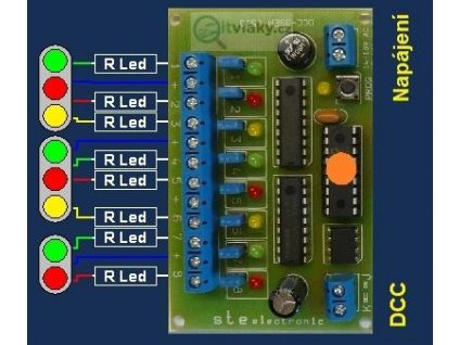 Dekodér pro návěstidlo DCC-8Sem-uni (2x3sv+2sv) / STE 007-332