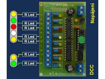 Dekodér pro návěstidlo DCC-8Sem-uni  (5sv+před) / STE 007-5P