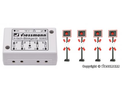 N - přejezd se 4 světelnými výstražnými signalizacemi a blikač / Viessmann 5800