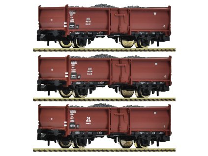 N - Set 3 otevřených vozů s uhlím Omm52, DB, nové čísla / Fleischmann 820530